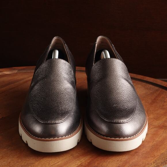 Vionic Loafers Women Size 7.5 Silver Gray Kensley Leather Preppy Comfort Shoes - Picture 3 of 13